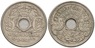 Нидерландская Восточная Индия 5 центов 1913 Вильгельмина (1890-1948) KM 313 медно-никель 4577-425