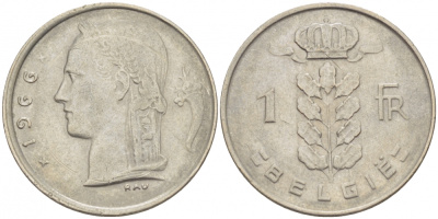 БЕЛЬГИЯ 1 ФРАНК 1950 BELGIE KM 143.1 медно-никель 3309-638