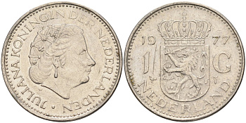Нидерланды 1 гульден 1977 Юлиана (1948-1980) KM 184a никель 4175-312