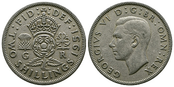 Великобритания 2 шиллинга (флорин) 1951 Георг VI (1936-1952) KM 878, Spink 4107 медно-никель 4607-735