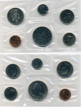 Канада набор из 6 монет 1986 официальный набор, запайка, в оригинальном конверте, сертификат KM PL 39 PROOF-LIKE 3-4-1-3