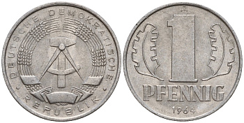 ГДР 1 пфенниг 1964 A KM 8.1 алюминий 44-1112
