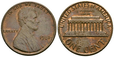 США 1 цент 1981 KM 201 медь цинк 4136-966