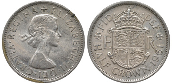 Великобритания 1/2 кроны 1961 Елизавета II (1952-2022) KM 907, Spink 4145 медно-никель 4131-636