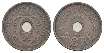 Дания 2 эре 1929 N, Кристиан X (1912-1947) KM 827 бронза 4701-746