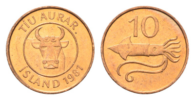 Исландия 10 эйре 1981 год-тип KM 25 бронза UNC M83-10