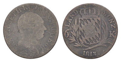 Бавария 6 крейцеров 1813 Максимилиан I (1806-1825) KM 686 серебро 4649-455