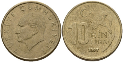 Турция 10000 лир 1997 Мустафа Кемаль Ататюрк KM 1027.1 медь никель цинк 4156-835
