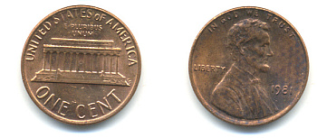США 1 ЦЕНТ 1981 ЛИНКОЛЬН KM 201 медь цинк 86-123