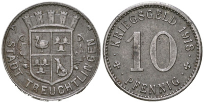 Тройхтлинген (Бавария) 10 пфеннигов 1918 Funck 547 железо 4380-314