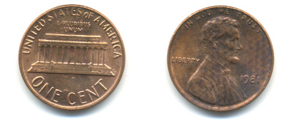 США 1 ЦЕНТ 1981 ЛИНКОЛЬН KM 201 медь цинк 86-123