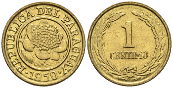Парагвай 1 сентимо 1950  KM 20 алюминиевая бронза  aUNC  220-958