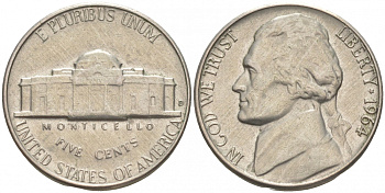 США 5 центов 1964 D, Джефферсон KM А192 медно-никель 73-135