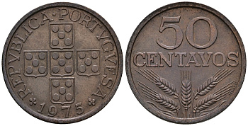 Португалия 50 сентаво 1975 KM 596 бронза 4148-353