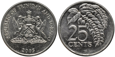 Тринидад и Тобаго 25 центов 2005 цветок дикая пуансеттия KM 32 медно-никель 4577-1255