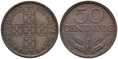 Португалия 50 сентаво 1975 KM 596 бронза 4148-353