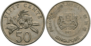 Сингапур 50 центов 1987 KM 53.1 медно-никель 4167-442