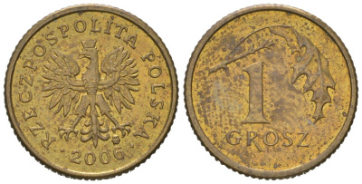 Польша 1 грош 2006 MW Y 276 марганец латунь aUNC 4618-536
