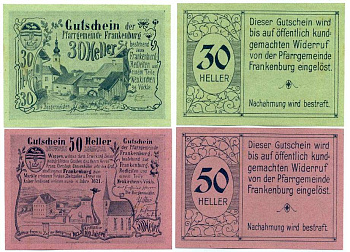 Австрия, Франкенбург набор из 2 банкнот 30 и 50 геллеров ND нотгельд, ярмарочная коммуна земля Верхняя Австрия   бумага  UNC (пресс) 7555-13-1-1