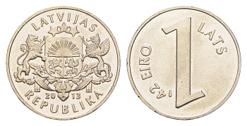 Латвия 1 лат 2013 Паритет монет KM 145 медно-никель UNC 4652-821