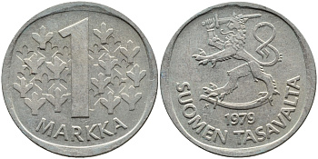 ФИНЛЯНДИЯ 1 МАРКА 1979 К KM 49а медно-никель 4391-1124