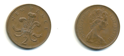 Великобритания 2 пенса 1971 Елизавета II (1952-2022) KM 916, Spink 4235 (C1) бронза 80-1043