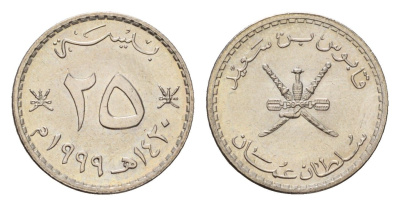 Оман 25 байз 1999 год-тип KM 152 медно-никель UNC 4588-836