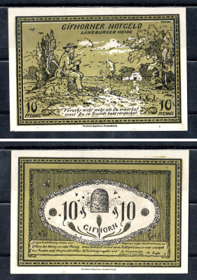 Гифхорн (Пруссия, Ганновер) 10 пфеннигов 1921 7556-8-4-2