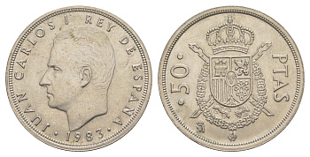Испания 50 песет 1983 M, Хуан Карлос I (1975-2014) KM 825 медно-никель 4645-824