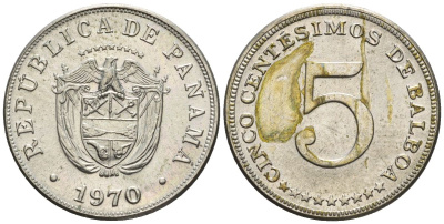 Панама 5 сентесимо 1970  KM 23.2 медно-никель    85-431