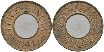 Британская Индия 1 пайс 1944 Георг VI (1936-1952) KM 533 бронза 33-1035