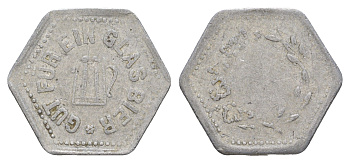 Германия жетон в 1 "стакан пива" ND размер 22x25 мм, вес 1,1 гр алюминий 4390-433