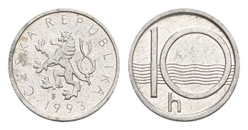 Чехия 10 геллеров 1993 KM 6 алюминий UNC 4632-515