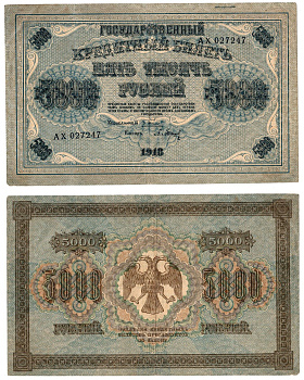 РСФСР 5000 рублей 1918 кассир Барышев Pick 96 (2) бумага 8618-39-1-1
