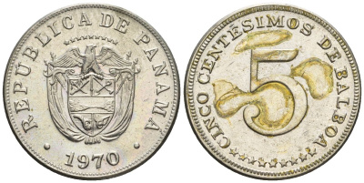Панама 5 сентесимо 1970  KM 23.2 медно-никель    4610-316
