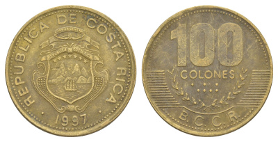 Коста-Рика 100 колонов 1997 KM 230a алюминиевая бронза 4631-327