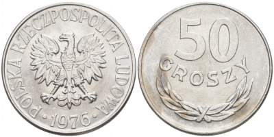 ПОЛЬША 50 ГРОШЕЙ 1976 КРЕМНИЦА KM 48.1 алюминий UNC 68-347