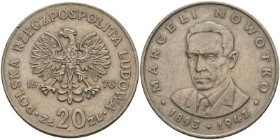 Польша 20 злотых 1976 Марсель Новотко Y 69 медно-никель 4157-121