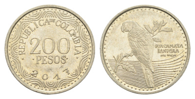 Колумбия 200 песо 2017 KM 297 медь цинк никель 4664-513