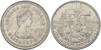 Канада 1 доллар 1984 Жак Картье KM 141 никель UNC 97-132