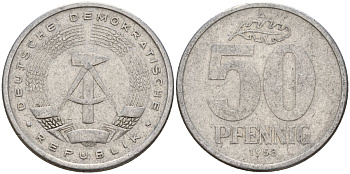 ГДР 50 пфеннигов 1958 A KM 12.1 алюминий 65-1016