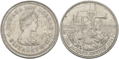 Канада 1 доллар 1984 Жак Картье KM 141 никель UNC 97-132