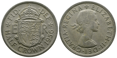 Великобритания 1/2 кроны 1956 Елизавета II (1952- ) Spink 4145, KM 905 медно-никель 4381-334