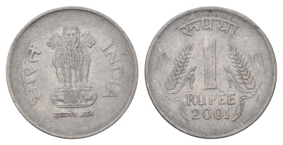 Индия 1 рупия 2001 KM 92.2 нержавеющая сталь 4703-633
