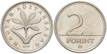Венгрия 2 форинта 2000 BP KM 693 медно-никель aUNC 4614-148
