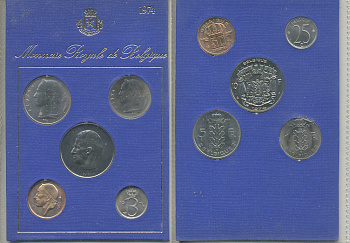 Бельгия набор из 5 монет 1974 BELGIQUE, в картонном буклете KM SS 10   UNC  00-00