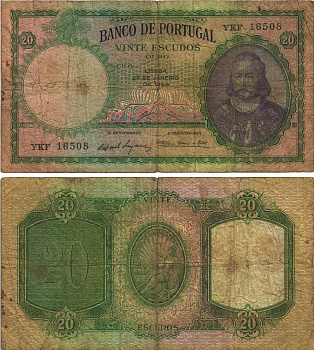 Португалия 20 эскудо 1959 27 января 1959, Антониу Луис де Менезес, 1-й маркиз Мариалва Pick 153b бумага 8606-15-3-1