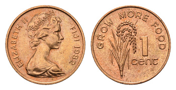 Фиджи 1 цент 1982 ФАО KM 39 бронза UNC 4687-1136