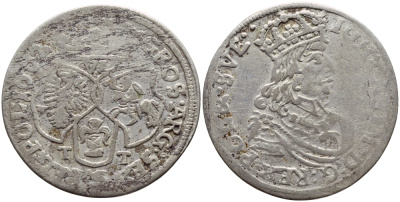 Польша 6 грошей 1662 Т.Т., Йохан Казимир (1649-1668) KM 91 серебро    1530-442