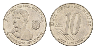 Эквадор 10 сентаво 2000 KM 106 нержавеющая сталь 4649-126